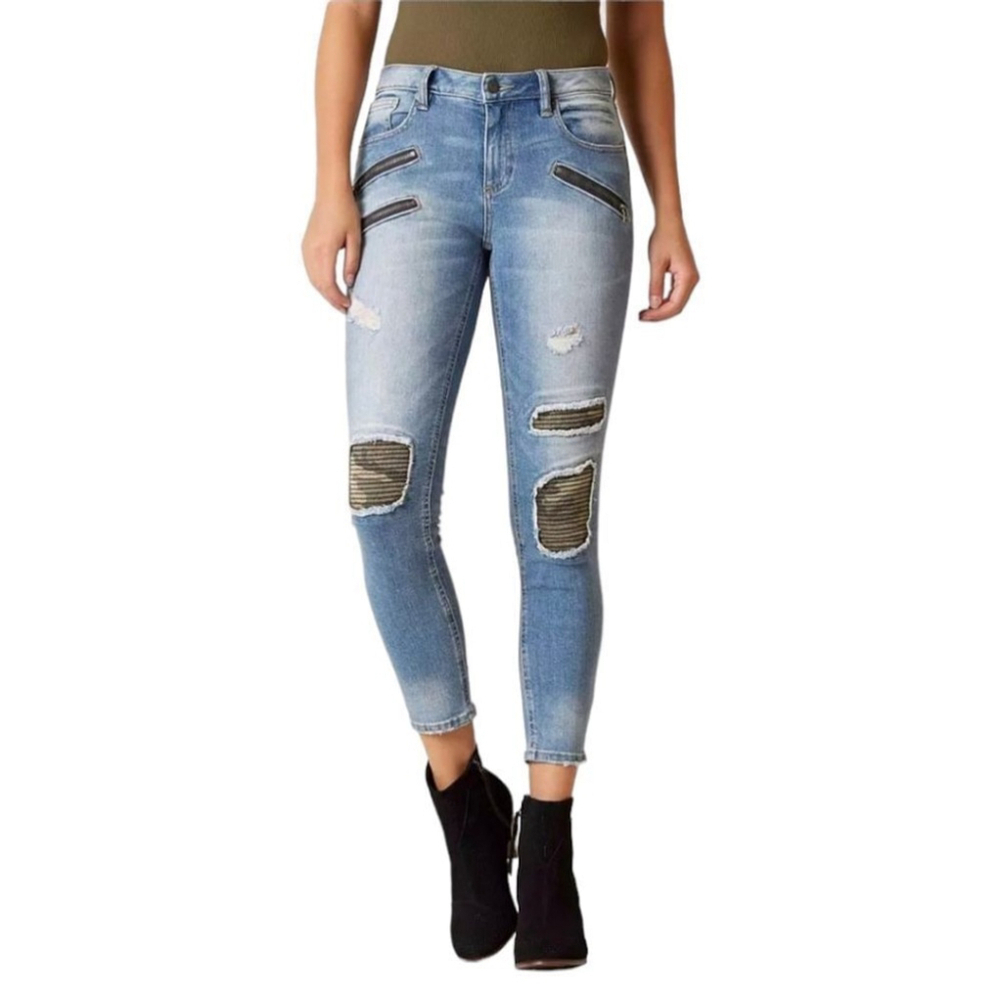 Miss Me Standard Ankle Skinny Stretch Slanted Zipper Mid Rise Jean Sz 27
